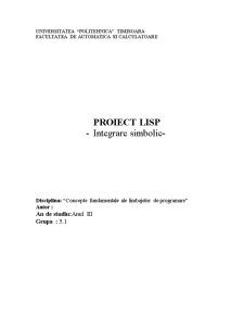 Integrare simbolică LISP - Pagina 1