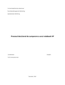 Procesul decizional de cumpărare a unui notebook HP - Pagina 1