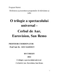 O trilogie a spectacolului universal - Cerbul de Aur, Eurovision, San Remo - Pagina 2