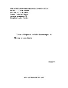 Silogismul judiciar în concepția lui Mircea I Manolescu - Pagina 1