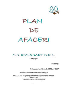 Plan de Afaceri SC DesignArt SRL - Pagina 1