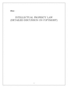 Intellectual Property Law - Detailed Discussion on Copyright - Pagina 1