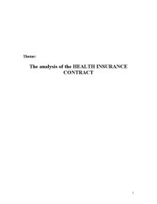 The Analysis of the Health Insurance Contract - Pagina 1