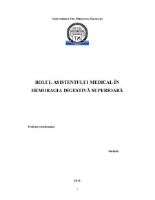 Rolul Asistentului Medical în Hemoragia Digestivă Superioară - Pagina 1