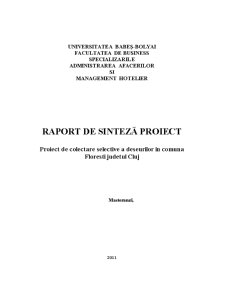 Proiect de colectare selectivă a deșeurilor în Comuna Floresti,Judetul Cluj - Pagina 1