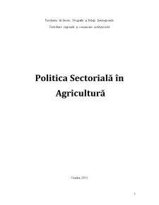 Politica Sectorială în Agricultură - Pagina 1
