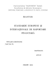 Standarde Europene și Internaționale de Raportare Financiară - Pagina 1