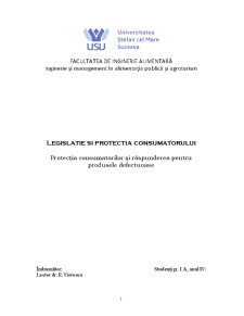 Protecția Consumatorilor și Răspunderea pentru Produsele Defectuoase - Pagina 1