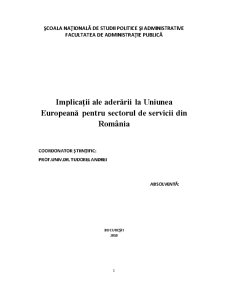 Implicații ale Aderării la Uniunea Europeană pentru Sectorul de Servicii din România - Pagina 1