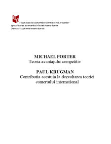 Teoria avantajului competitiv și contribuția acestuia la dezvoltarea teoriei comerțului internațional - Pagina 1