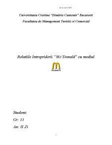 Relațiile întreprinderii McDonald's cu mediul - Pagina 1