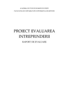 Proiect Evaluarea Intreprinderii - Raport de Evaluare - Pagina 1
