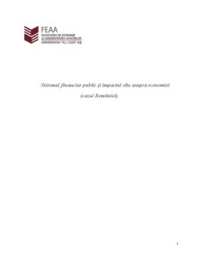Sistemul financiar public și impactul său asupra economiei - Cazul României - Pagina 1