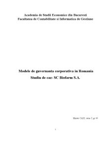 Modele de guvernanță corporativă în România. Studiu de caz - SC Biofarm SA - Pagina 1