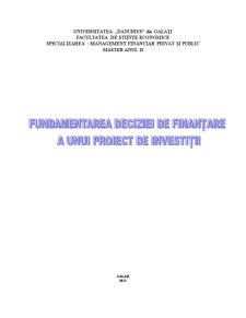 Fundamentarea deciziei unui proiect de investiții - Pagina 1