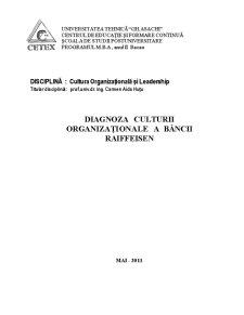 Diagnoza Culturii Organizaționale a Băncii Raiffeisen - Pagina 1