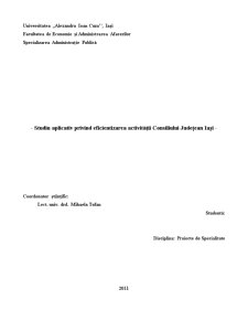 Studiu Aplicativ privind Eficientizarea Activității Consiliului Județean Iași - Pagina 1