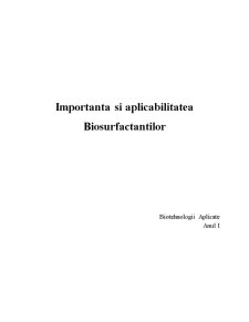 Importanța și aplicabilitatea biosurfactanților - Pagina 1