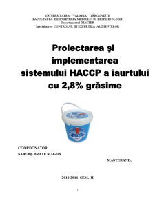 Proiectarea și implementarea HACCP iaurt 2.8% grăsime - Pagina 1