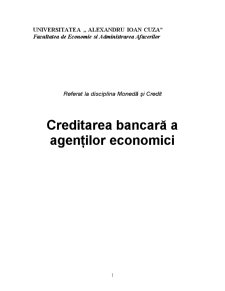 Creditarea Bancară a Agenților Economici - Pagina 1
