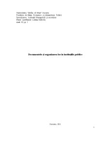 Documentele și Organizarea Lor în Instituțiile Publice - Pagina 1
