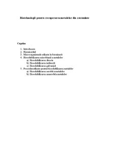 Biotehnologii pentru Recuperarea Metalelor din Zăcăminte - Pagina 1