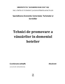Tehnici de Promovare a Vânzărilor în Domeniul Hotelier - Pagina 1