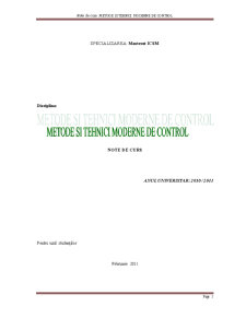 Metode și Tehnici Moderne de Control - Pagina 1