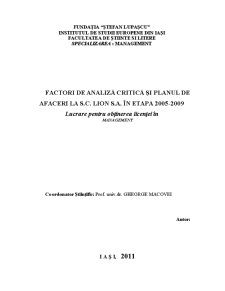Factori de analiză critică și planul de afaceri la SC Lion SA în etapa 2005-2009 - Pagina 2