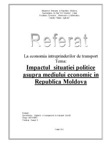 Impactul situației politice asupra mediului economic în Republica Moldova - Pagina 1