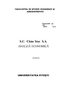 Analiza economică - SC Chim Star SA - Pagina 1