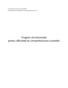 Program de intervenție pentru dificultăți de comprehensiune a textelor - Pagina 1
