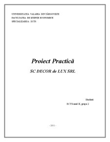 Proiect practică - SC Decor de Lux SRL - Pagina 1