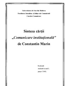 Sintaza cărții - Comunicare instituțională, de Constantin Marin - Pagina 1