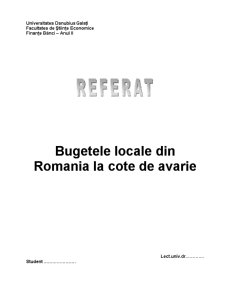 Bugetele Locale din România la Cote de Avarie - Pagina 1