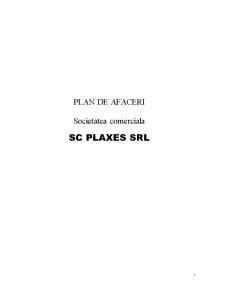 Plan de Afaceri SC Plaxes SRL - Pagina 1