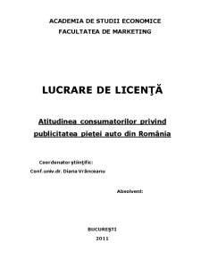 Atitudinea Consumatorilor privind Publicitatea Pieței Auto din România - Pagina 1