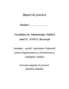Raport practică - Autoritatea Națională pentru Reglementarea și Monitorizarea Achizițiilor Publice - Pagina 1