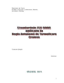 Standardele ISO 9000 aplicate la Regia Autonomă de Termoficare Craiova - Pagina 1