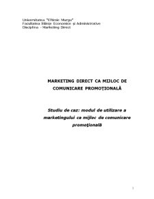 Marketingul Direct ca Mijloc de Comunicare Promoțională - Pagina 1