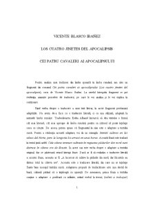 Analiza unui Fragment de Traducere - Los Cuatro Jinetes del Apocalipsis - Vicente Blasco Ibanez - Pagina 1