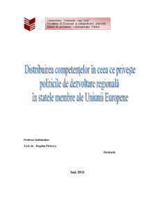 Distribuirea competențelor în ceea ce privește politica de dezvoltare regională în UE - Pagina 1