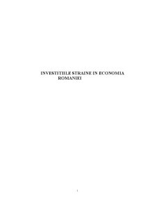 Investitiile Straine in Economia Romaniei - Pagina 1