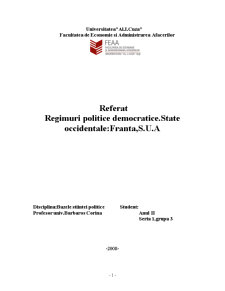 Regimuri politice democratice. state occidentale - Franța, SUA - Pagina 1