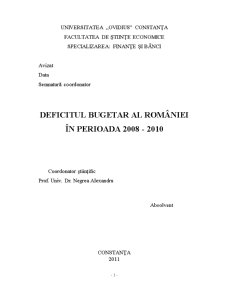 Deficitul bugetar al României în perioada 2008-2010 - Pagina 1