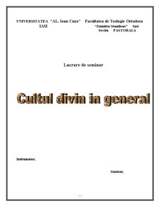 Cultul Divin în General - Pagina 1