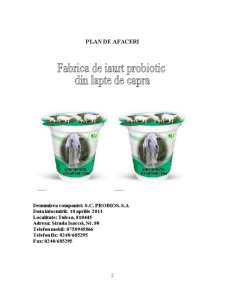 Plan de afaceri - fabrica de iaurt Probiotic - Pagina 2