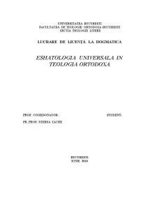 Eshatologia universală în teologia ortodoxă - Pagina 1