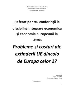 Probleme și Costuri ale Extinderii Uniunii Europene - Pagina 1