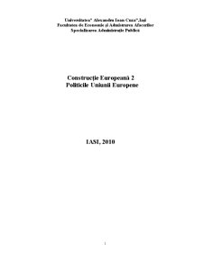 Construcție europeană - politicile Uniunii Europene - Pagina 1